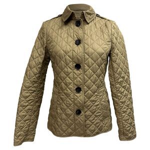 Burberry Brit Button-Down Quilted Copford Jacket in Beige Polyester
